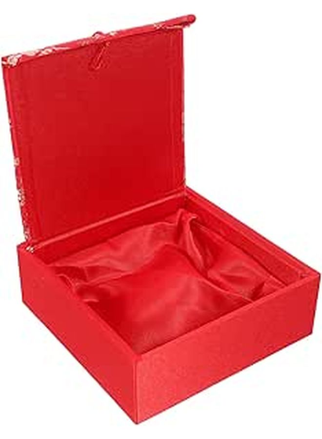 Vintage Red Satin Jewelry Box Travel Organizer Case - Image 1