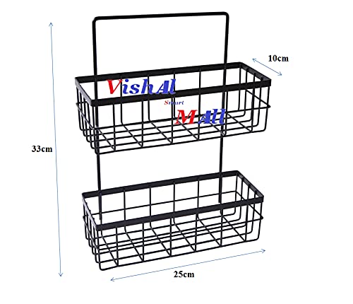 Vishal smart Mall 2Tier Wire Baskets for Storage Multipurpose Storage BasketShelf SpiceMasala Trolley Container OrganizerBasket for Boxes Black - Image 5