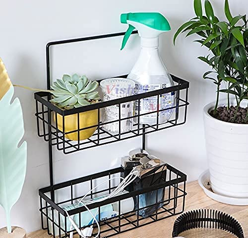 Vishal smart Mall 2Tier Wire Baskets for Storage Multipurpose Storage BasketShelf SpiceMasala Trolley Container OrganizerBasket for Boxes Black - Image 3