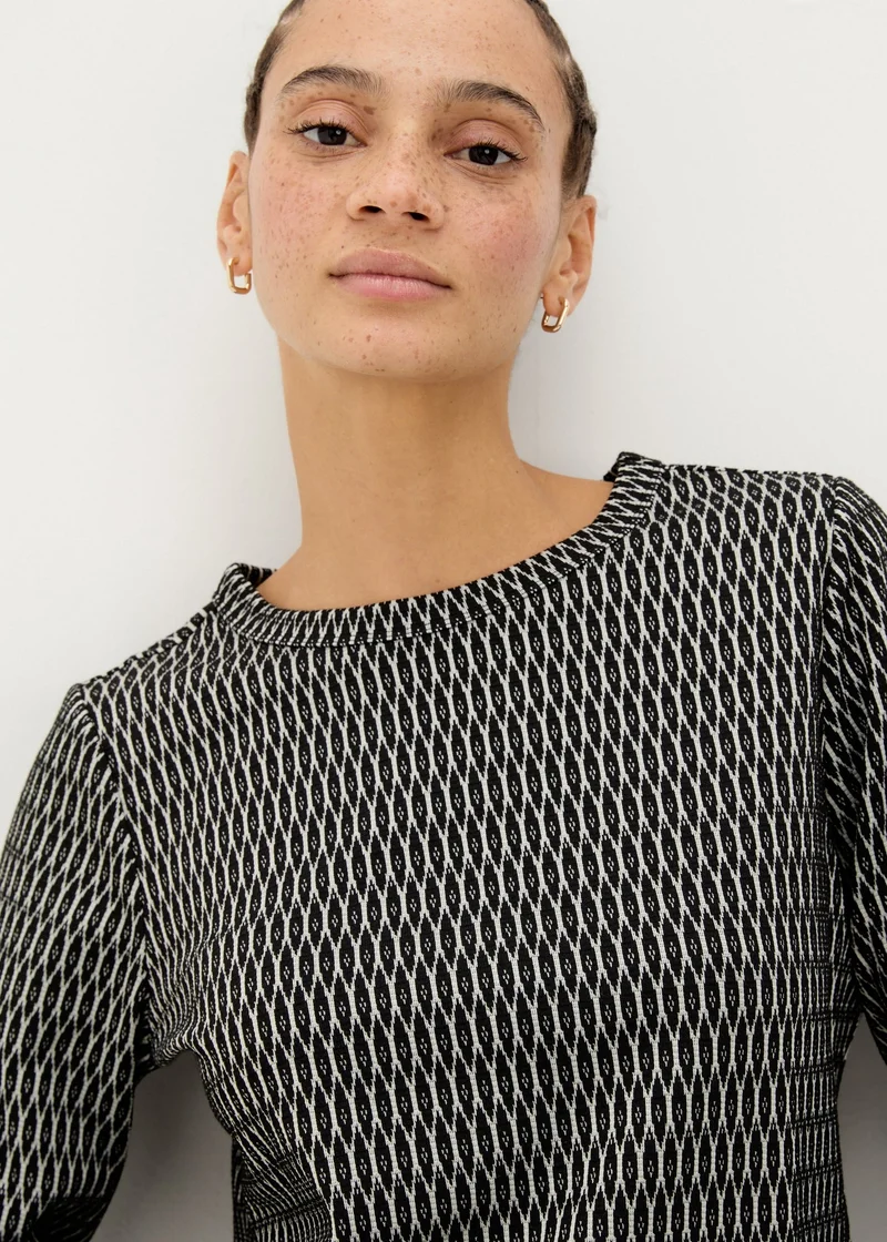 Matalan Black Jacquard Long Sleeve Top