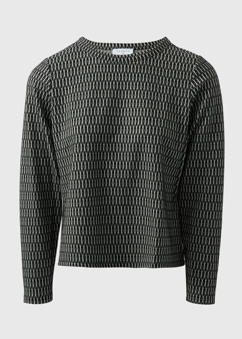 Matalan Black Jacquard Long Sleeve Top