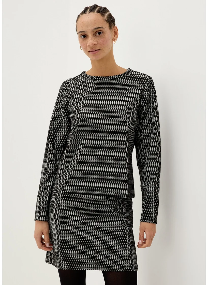 Matalan Black Jacquard Long Sleeve Top