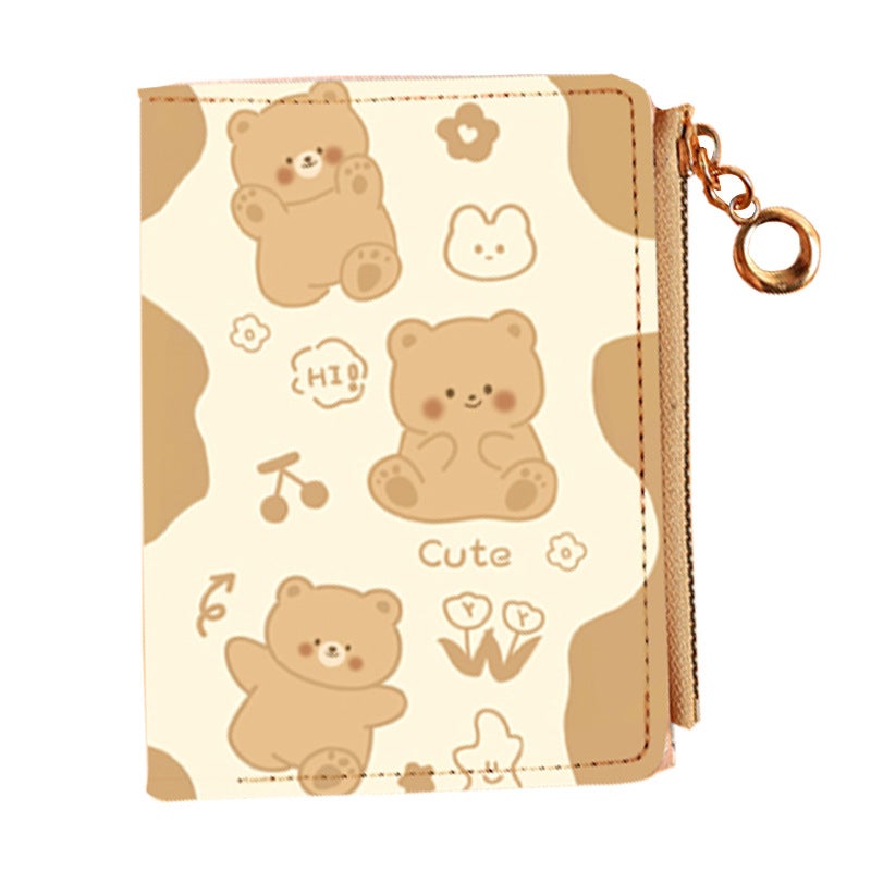 Cute Cartoon Bear Short Zip Wallet for Girls Three cute bears