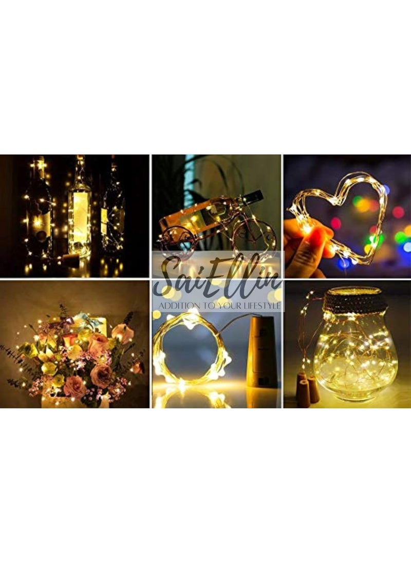 SAIELLIN - SAIELLIN Cork Lights Pack of 6 with 18 Extra Batteries 20 LED Wine Bottle Cork Copper Wire String Lights 2M72FT Battery Powered Lights for Home Decoration and Festival Decoration - Image 1