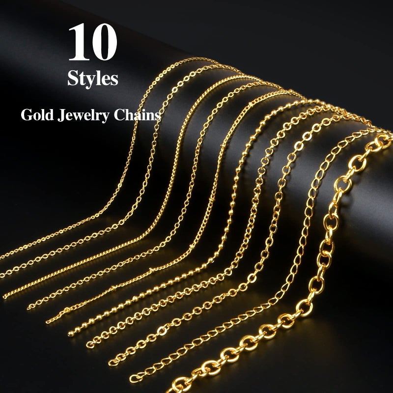 Ecoofor Gold Necklace Chains for Jewelry Making, 78.7 Feet 10 Rolls Jewelry Chains for DIY Necklace Bracelet Jewelry Making with Jump Rings/Lobster Clasps/Connectors - Image 2