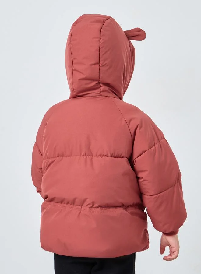 Styli Styli Boys Rust Solid Puffer Jacket with Hood