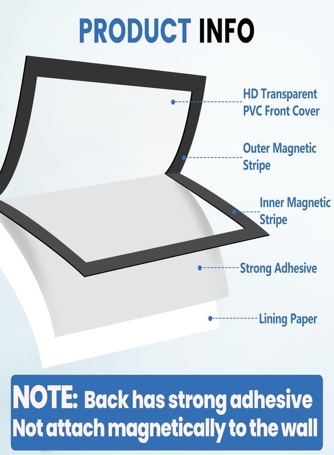NUITPY 50 Pack Magnetic Sign Holder, 8.5in x 11in Self Adhesive Wall Mount Magnetic Document Holder, Magnetism Border Sign Holder with Transparent PVC Front Cover - Image 3