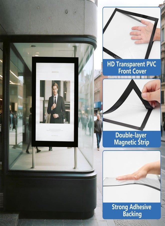 NUITPY 50 Pack Magnetic Sign Holder, 8.5in x 11in Self Adhesive Wall Mount Magnetic Document Holder, Magnetism Border Sign Holder with Transparent PVC Front Cover - Image 4