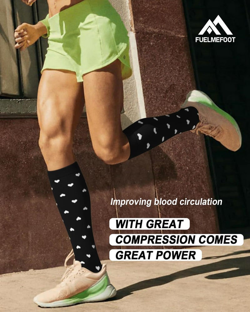 FuelMeFoot 6 Pairs Compression Socks for Women & Men 15-20mmHg Graduated Support Knee High Socks for Nurses, Travel, Athletic - Image 2