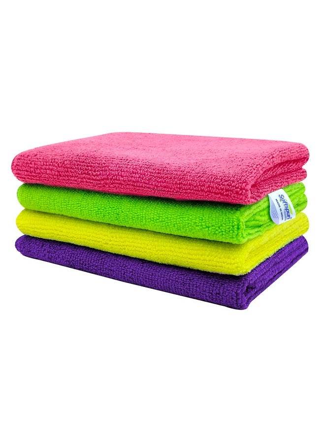 SOFTSPUN Microfiber Cloth - 4 pcs - 30 x 40 cms - 340 GSM - Multi Colour - Super Soft Absorbent Cleaning Towels Cleans & Polishes Everything in Your Home.… - Image 1
