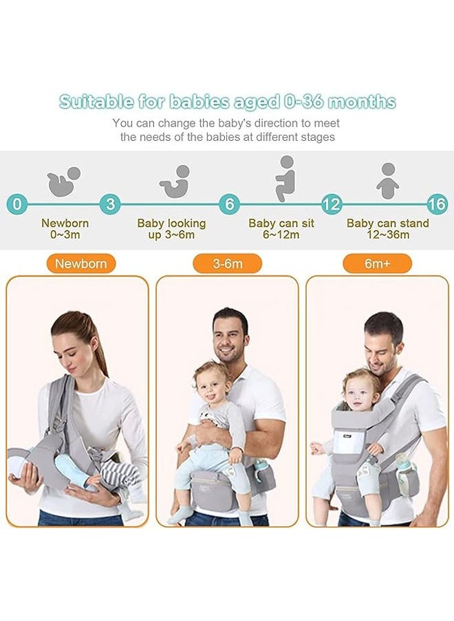 Generic - Baby Carrier with Hip Seat, Multi-Functional 9 in 1 Baby Backpack Carrier, Convenient, Breathable, Easy-to-use Baby Carrier With Storage Function, Suitable For 0-36 Months Baby, Toddler - Image 1