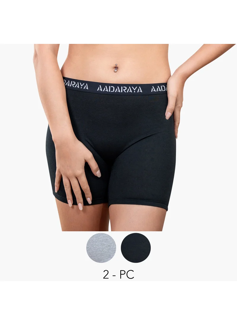 أدريا Set of 2 - Aadaraya Logo Detail Shaping Briefs with Elasticated Waistband