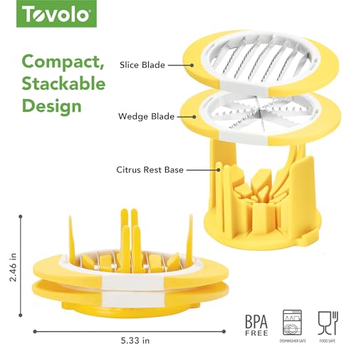 Tovolo Citrus Slicer and Wedger Tool for Lemons Limes Oranges,Dual Blade Premium Cutter Creates 8 Wedges 6 Slices, Anti-Slip Base, Stainless Steel, BPA-Free Dishwasher Safe - Image 5