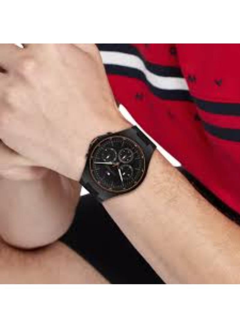 ساعة تومي هيلفيغر جاستن بمينا سوداء وسوار مطاطي أسود للرجال - 1792056 - Image 4