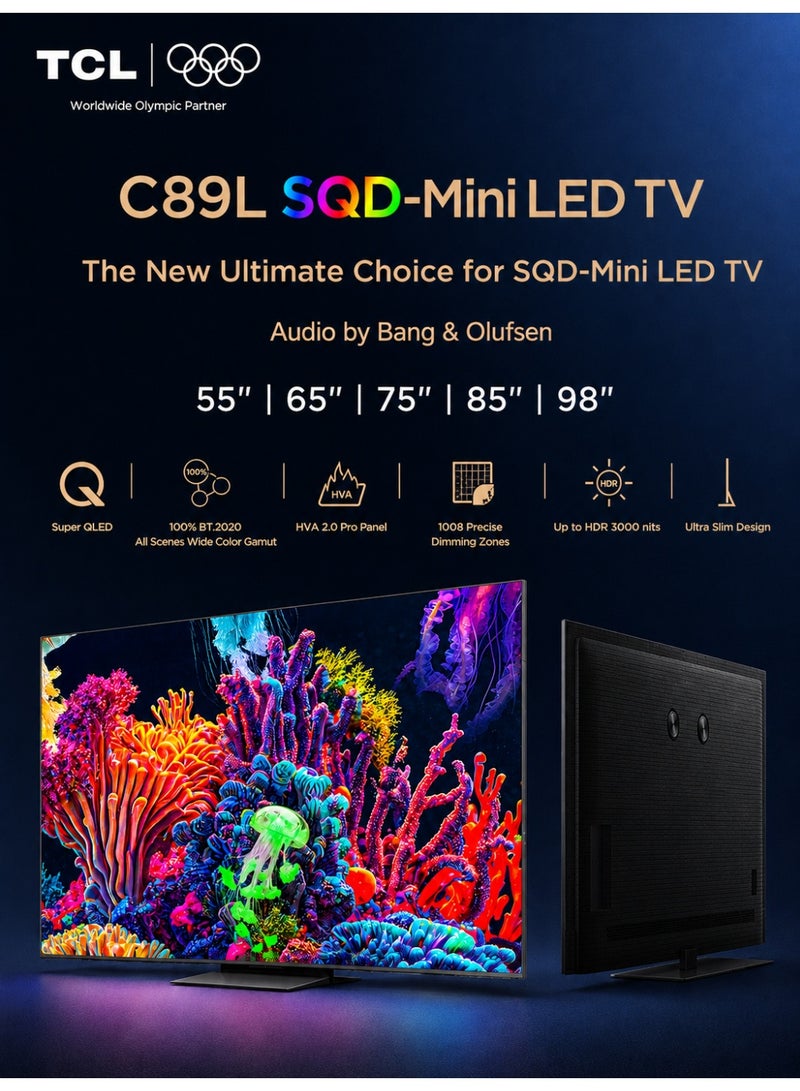 TCL 85-inch C89L Premium SQD-Mini LED 4K Smart TV (2026 - UAE Version) TCL 85C89L Google TV TSR AiPQ Processor, WHVA 2.0 Ultra Panel, Super QLED, 3200 Precise Dimming Zones, HDR Upto 6000 Nits, Bang & Olufsen Audio 85C89L Black - Image 5