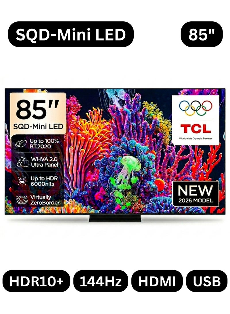 TCL 85-inch C89L Premium SQD-Mini LED 4K Smart TV (2026 - UAE Version) TCL 85C89L Google TV TSR AiPQ Processor, WHVA 2.0 Ultra Panel, Super QLED, 3200 Precise Dimming Zones, HDR Upto 6000 Nits, Bang & Olufsen Audio 85C89L Black - Image 1