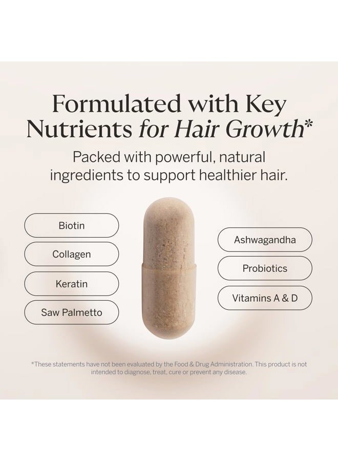 HAPPY HEAD Hair Growth Supplement for Men and Women – Thicker, Fuller Hair with Saw Palmetto, Ashwagandha, Biotin, Collagen, Keratin, Probiotics & Vitamins A & D – One Month Supply – 60/ct - Image 3
