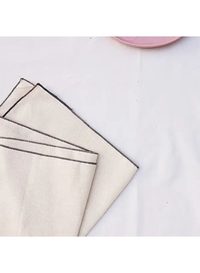 4pcs 17.72x17.72 Inch Khaki Linen Lockstitch Napkins Christmas Wedding Table Decor - Image 5