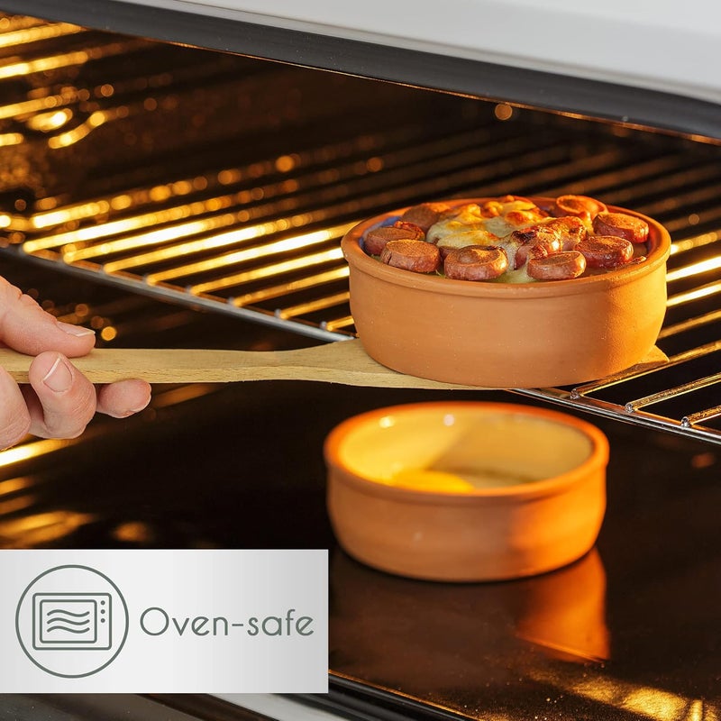 Crystalia طقم أواني الطهي المصنوعة يدويًا من الطين وعاء تيراكوتا المصنوع يدويًا أواني تقديم مزججة للأطباق المكسيكية أكواب بودنغ من الفخار أواني خزفية تركية للطعام مجموعة من 6 - Image 3