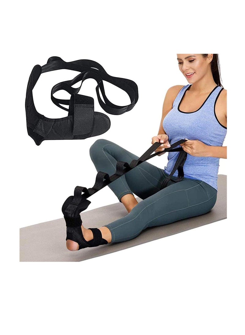 الساق تمتد الفرقة، حلقات متعددة القدم تمتد الشريط، القابلة للتعديل الساق الممتد - العجل Hamstring القدم الكاحل الممتد للالتهاب النصبي، التهاب الأوتار الآخيلية، اليوغا بيلاتس، العلاج البدني (HR0001-الأسود) - Image 1