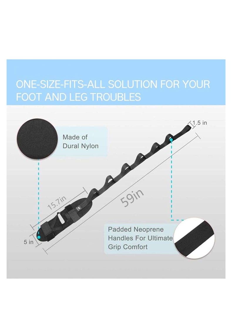 الساق تمتد الفرقة، حلقات متعددة القدم تمتد الشريط، القابلة للتعديل الساق الممتد - العجل Hamstring القدم الكاحل الممتد للالتهاب النصبي، التهاب الأوتار الآخيلية، اليوغا بيلاتس، العلاج البدني (HR0001-الأسود) - Image 2