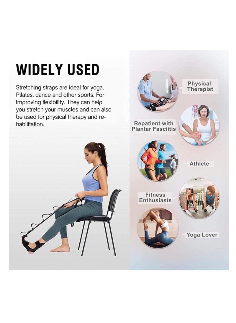 الساق تمتد الفرقة، حلقات متعددة القدم تمتد الشريط، القابلة للتعديل الساق الممتد - العجل Hamstring القدم الكاحل الممتد للالتهاب النصبي، التهاب الأوتار الآخيلية، اليوغا بيلاتس، العلاج البدني (HR0001-الأسود) - Image 4