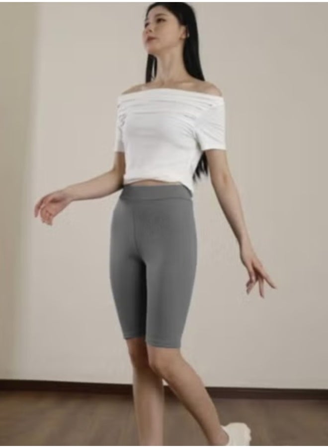 No brands شورت نسائي بدون خياطة بطول الركبة، بنطال ضيق للمشي وتمارين اليوغا وأكتيفيوير KU403 - Image 1