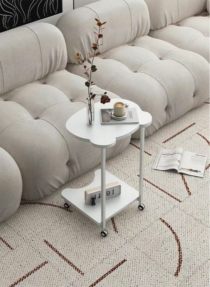 MIXDE Side Table C Shaped Sofa End Table Under with Storage Shelves for Couch Sofa and Bed Desktop C Table on Wheels for Living Room Bedroom - Image 1