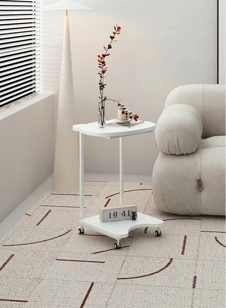 MIXDE Side Table C Shaped Sofa End Table Under with Storage Shelves for Couch Sofa and Bed Desktop C Table on Wheels for Living Room Bedroom - Image 3
