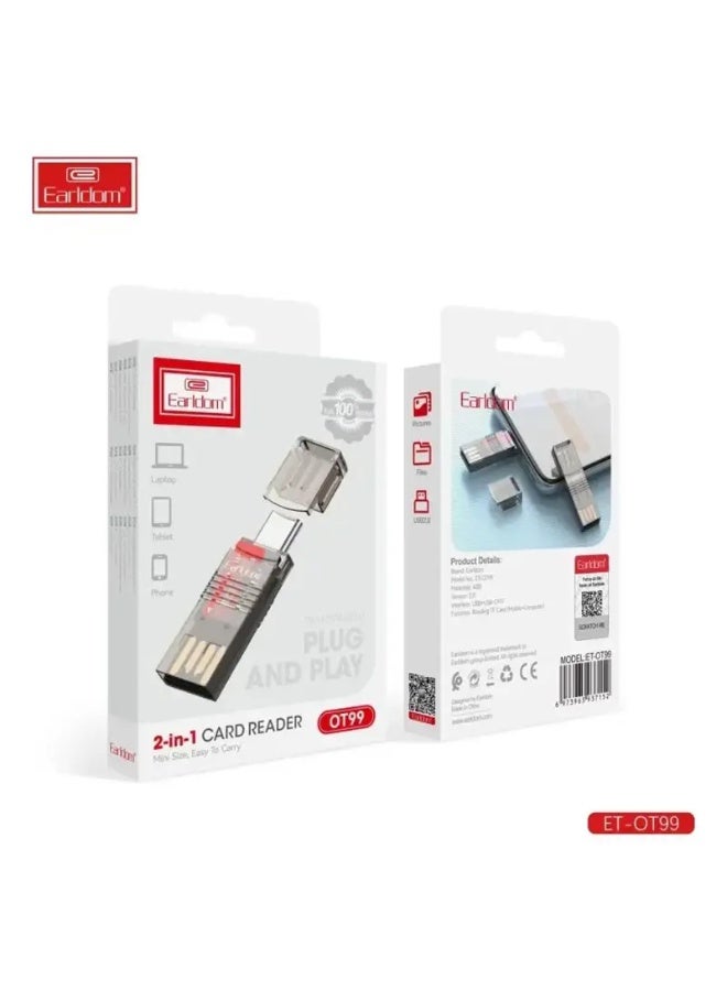 Earldom ET-OT99 2-in-1 Card Reader – Easy Data Access for Photographers & Creatives - Image 2