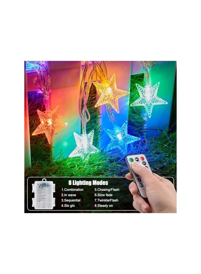 NIBEMINENT Star String Lights Battery Operated - 17 ft 40 LED Star Fairy String Lights with Remote and Timer, 8 Modes Waterproof for Bedroom Tent Loft Bed Patio Party Wedding Decor, Multicolor  - Image 2