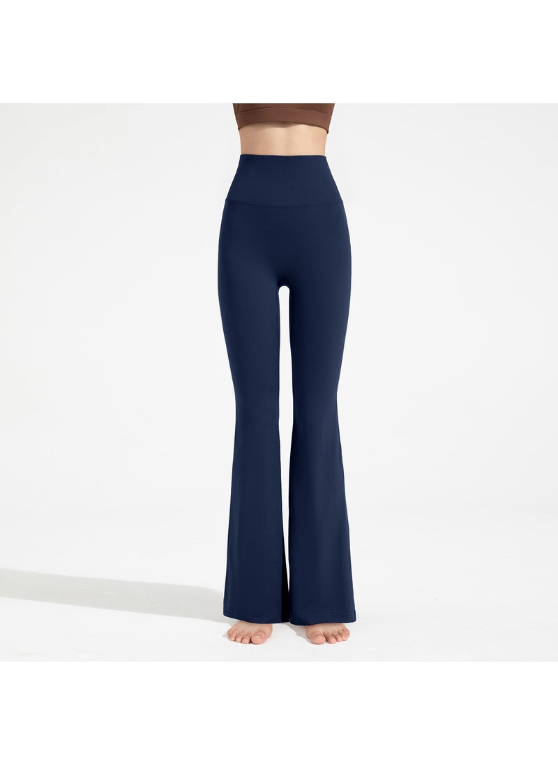 Generic - Athena lulu antibacterial yoga flared pants womens Lycra high waist hip wide leg pants sports micro fitness pants sky blue - Image 1