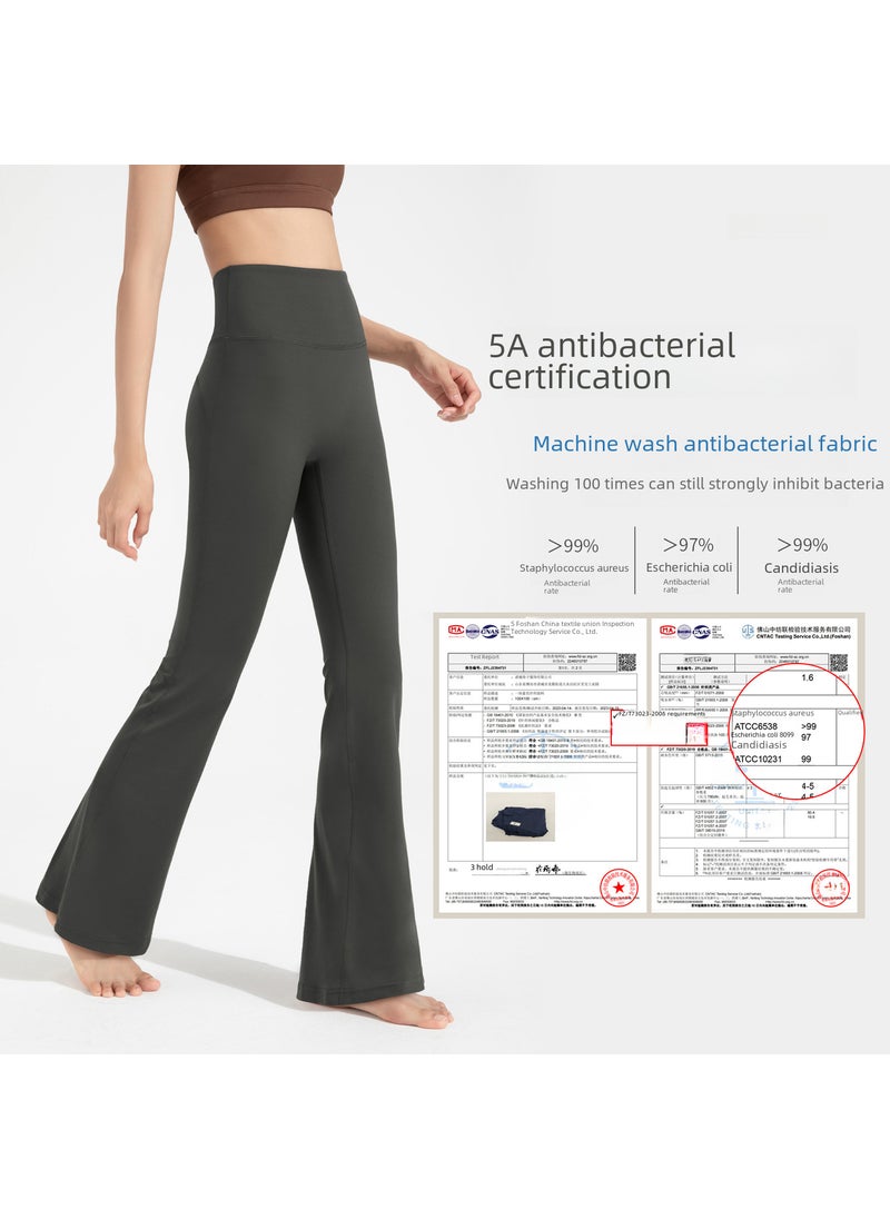 Generic - Athena lulu antibacterial yoga flared pants womens Lycra high waist hip wide leg pants sports micro fitness pants sky blue - Image 1