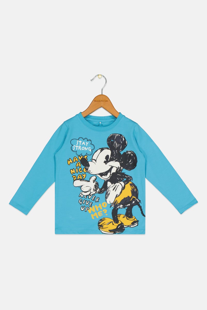 NAME IT Toddlers Boy Graphic Print Long Sleeves T-Shirt, Light Blue - Image 1