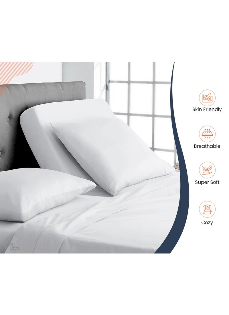 SGI bedding SGI bedding 28"" King Split Top Flex Head Sheet 100% Egyptian Cotton Sheet Set 1000 Thread Count Flex Top Sheet for Adjustable Bed 4Pc Sheet Set 18"" Deep Pocket for Sleep Number Bed - White  - Image 4