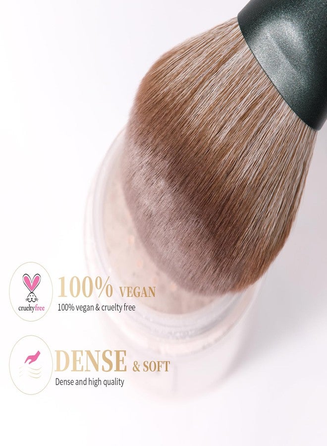 DUcare Travel Makeup Brushes Set with Bag,5PCS Portable Mini Cosmetic Brushes Kit for Powder,Blush,Foundation, Eyeshadow, Tapered Kabuki Coverage Mineral Bronzer Buffing Brush Green - Image 4
