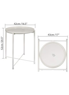 Versatile Tray Table with Removable Tray Top Round Metal Coffee Table for Living Room Bedroom Office Balcony 42x42x53cm White Waterproof - pzsku/Z2DA33260D3A1A912ADE5Z/45/_/1671882272/b152b967-3fb8-40a6-a03f-03cb1e4d4d54