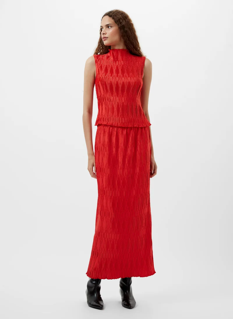 French Connection High Neck Plisse Detail Top