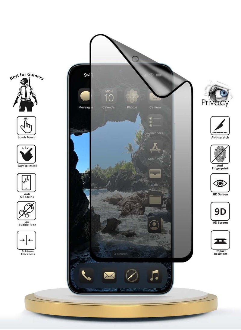 دبليو تيك Realme GT 7 Pro 5G 2024 نانو سيراميك خصوصية غراء كامل غطاء كامل واقي شاشة مرن غير لامع - شفاف / أسود  - Image 2