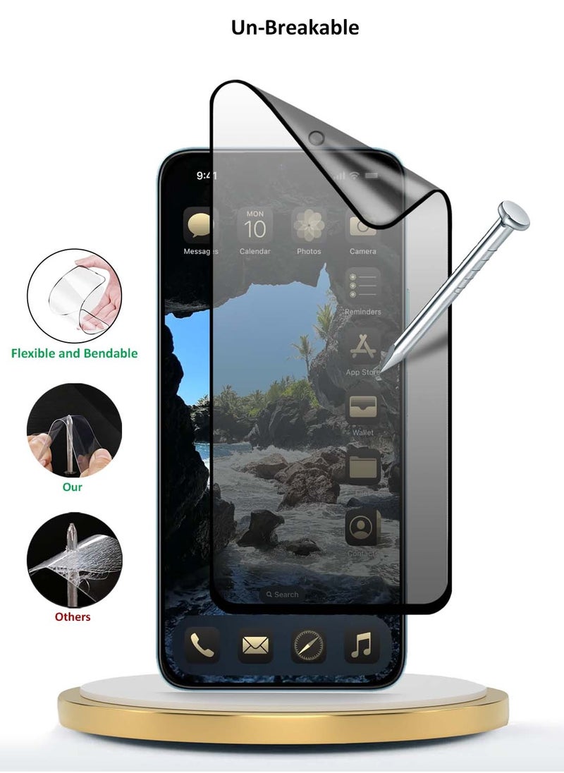 دبليو تيك Realme GT 7 Pro 5G 2024 نانو سيراميك خصوصية غراء كامل غطاء كامل واقي شاشة مرن غير لامع - شفاف / أسود  - Image 4