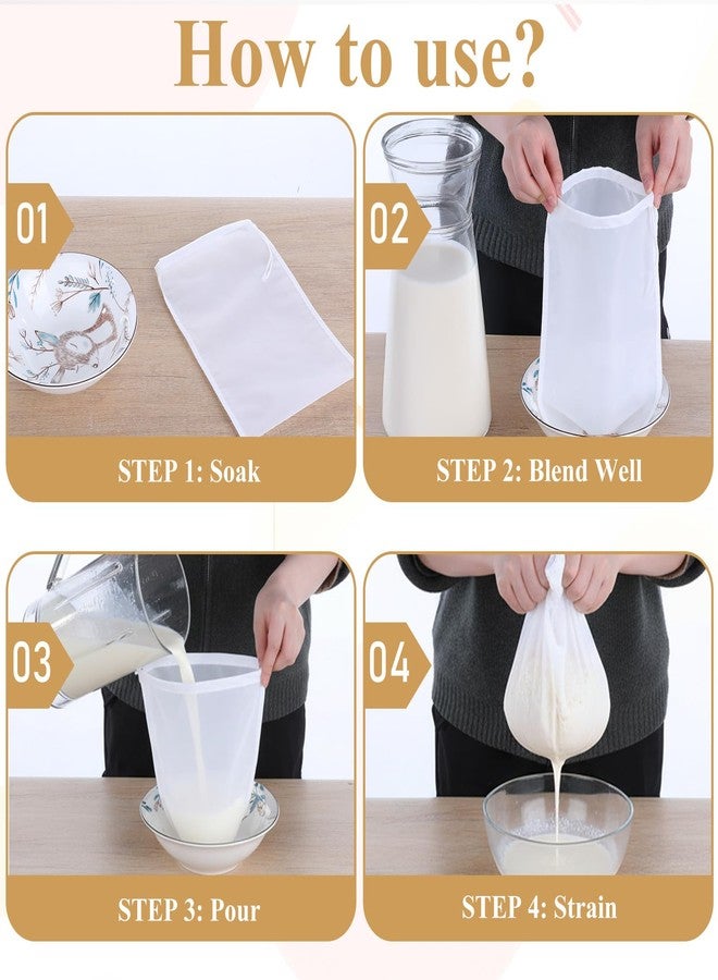 salbsever 6 PCS Nut Bag Strainer Reusable 8 X 6 Inch Cheesecloth Bags for Straining Juice Strainer After Juicing 200 Fine Mesh Yogurt-Strainer for Straining Fruit Juice Coffee Cheese Tofu Cold Brew Filter - Image 5