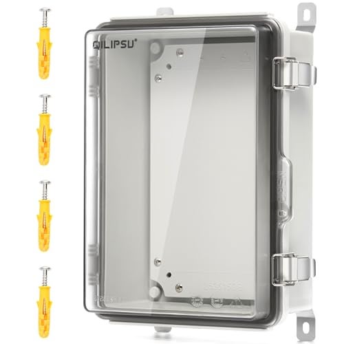 QILIPSU UL94-V0 Outdoor WiFi Enclosure 13.8"x9.9"x5.9" Waterproof Electrical Junction Box PC/ABS Alloy Plastic Clear Hinged Door IP66 Weatherproof for Project Solar Network Router Pump Control - Image 1