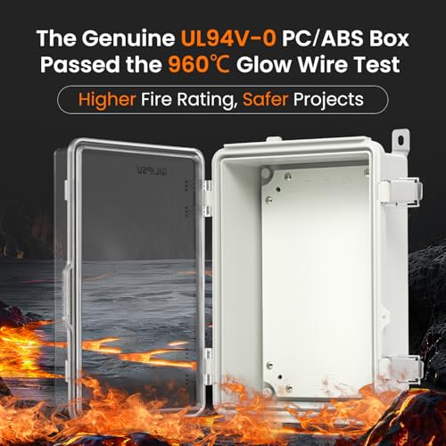 QILIPSU UL94-V0 Outdoor WiFi Enclosure 13.8"x9.9"x5.9" Waterproof Electrical Junction Box PC/ABS Alloy Plastic Clear Hinged Door IP66 Weatherproof for Project Solar Network Router Pump Control - Image 2