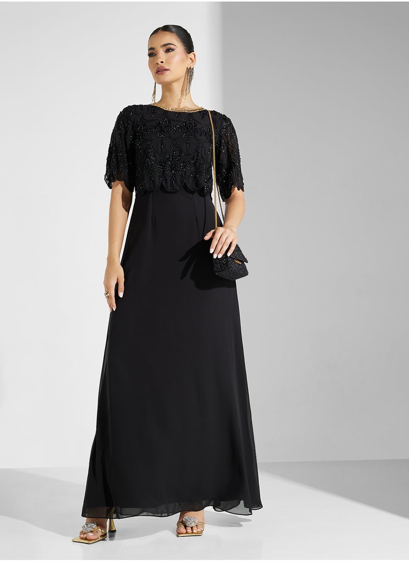 Frock and Frill Embellished Overlay Gown  - Image 1