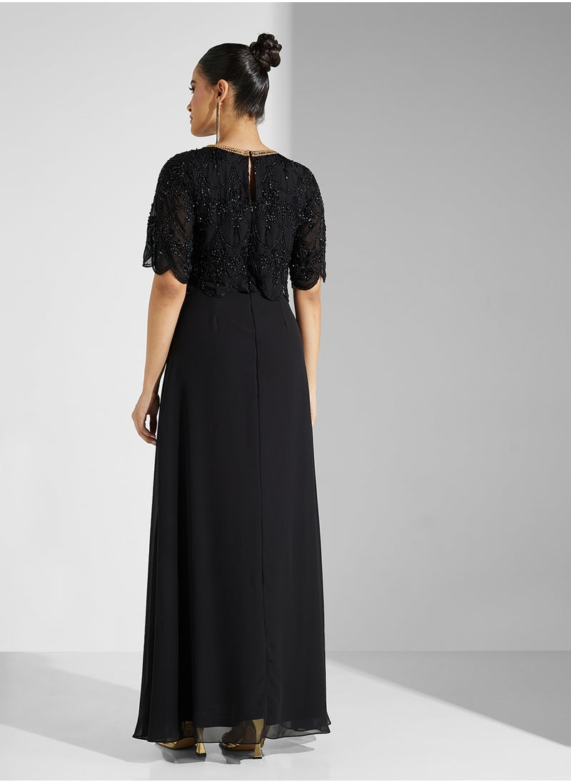 Frock and Frill Embellished Overlay Gown  - Image 2