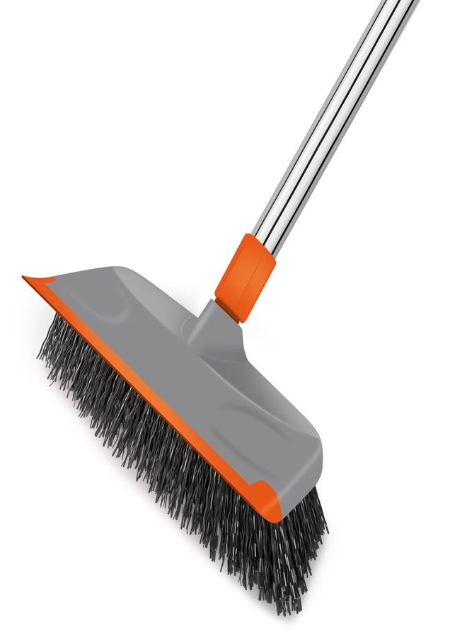 BITOPE Deck Scrub Brush with Long Handle, Heavy Duty Floor Cleaning Scrubber with Stiff Bristles Garage Concrete Cleaner Tool for Cleaning Tile Patio Outdoor Porch Indoor Kitchen Shower Bathroom - Image 1