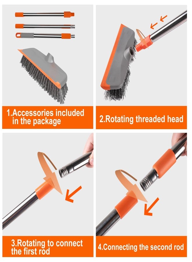 BITOPE Deck Scrub Brush with Long Handle, Heavy Duty Floor Cleaning Scrubber with Stiff Bristles Garage Concrete Cleaner Tool for Cleaning Tile Patio Outdoor Porch Indoor Kitchen Shower Bathroom - Image 5
