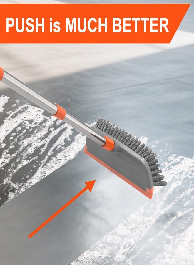 BITOPE Deck Scrub Brush with Long Handle, Heavy Duty Floor Cleaning Scrubber with Stiff Bristles Garage Concrete Cleaner Tool for Cleaning Tile Patio Outdoor Porch Indoor Kitchen Shower Bathroom - Image 4