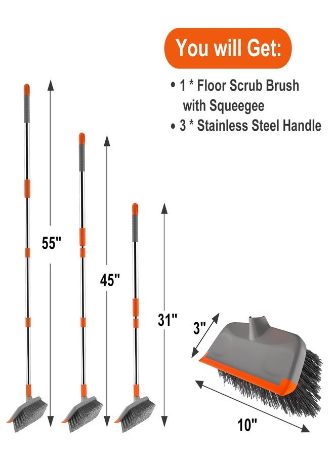 BITOPE Deck Scrub Brush with Long Handle, Heavy Duty Floor Cleaning Scrubber with Stiff Bristles Garage Concrete Cleaner Tool for Cleaning Tile Patio Outdoor Porch Indoor Kitchen Shower Bathroom - Image 2