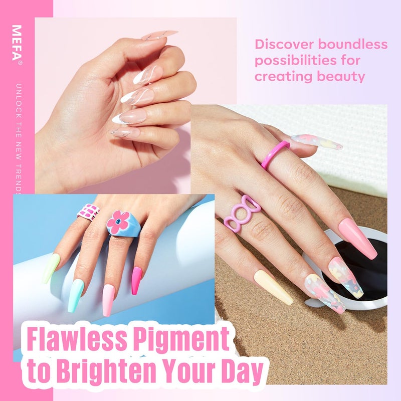 MEFA 32 Colors Gel Nail Polish Kit with U V Light, Spring Bright Pastel 60Pcs Pink Gel Polish Nail Set with Matte/Glossy Base Top Coat Essential Manicure Tools Nails Art Decorations Women Gifts - Image 3